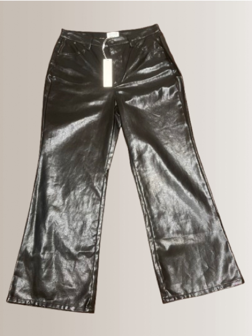 ๐ค NWT Everly Faux Leather Wide Leg Pants Size 12 | Glossy Black - Picture 2 of 9